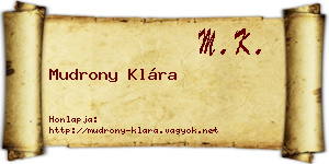 Mudrony Klára névjegykártya