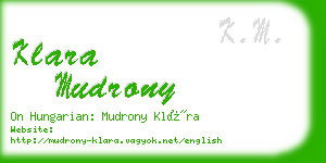 klara mudrony business card